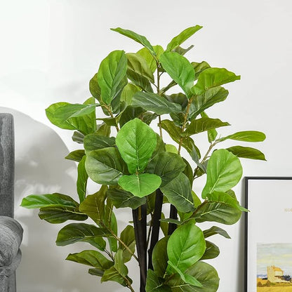 HOMCOM 4.5FT Artificial Fiddle Leaf Fig Tree, Faux Decorative Plant in Nursery Pot for Indoor or Décor