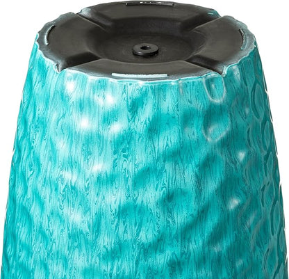 Glitzhome 23.75" H Large Planters for Outdoor Plants,Set of 2 Plastic Tall Outdoor Planters with Drainage Holes,Honeycomb Textured Gradient Turquoise Finish, Large Flower Pots for Front Porch Indoor