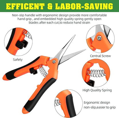 4 Pack Garden Shears, Stainless Steel Shears Gardening Tools, Scissors, Garden Clippers, Pruning Shears for Gardening Shears & Scissors (Orange)