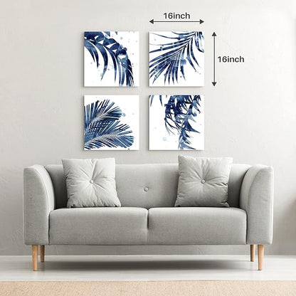 Leaf Canvas Picture Wall Decor: Botanical Art Succulent Prints, Perfect Artwork for Bathroom and Living Room, Size 16"x16"