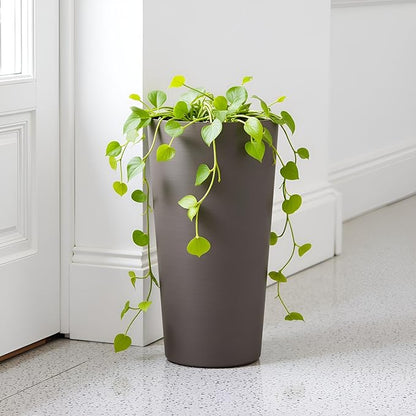 Set of 2 Tall Planters 22", Large Planters for Outdoor Indoor Plant Pots with Wire Drawing Process, Containers Large Decorative Tree Planter Front Porch Patio, Brown