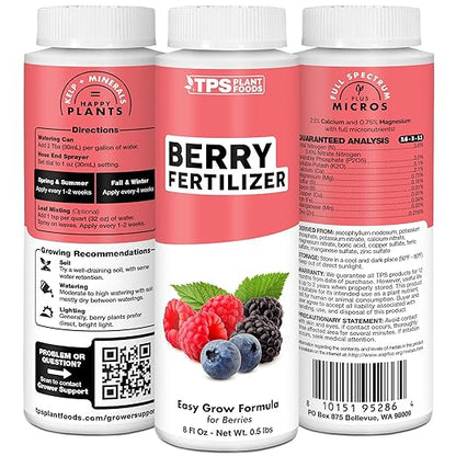 Berry Fertilizer, Complete Liquid Strawberry and Blueberry Plant Food, Great for All Berries, 8 oz (250mL)