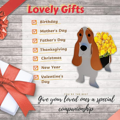 Basset Hound Dog Planter Plant Pots,Cute Large Dog Flower Planter,Gifts for Pet Lovers,Unique Animal Plant Pots,Office,Indoor Outdoor Garden Decor(9.84 * 10.24 * 15.75in)