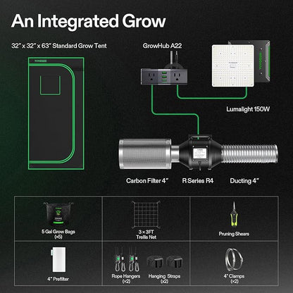 VIVOSUN Grow Tent Kit, 2.7 × 2.7ft Complete Grow System, WiFi-Controlled Grow System with Full Spectrum LED Grow Light, Automatic Ventilation, GrowHub Outlet A22 with Temperature and Humidity Sensor