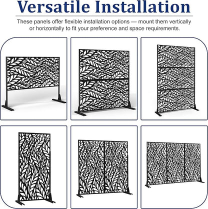 Outdoor Privacy Screen,72" H×47" W Metal Privacy Screen, Freestanding Privacy Fence Panels for Patio