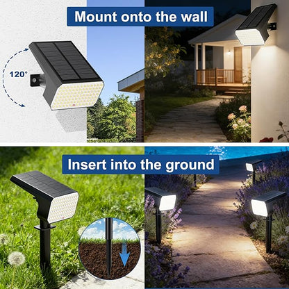 LANSOW Solar Spot Lights Outdoor Waterproof IP67, (12 Pack/90 LED/4 Modes) Solar Landscape Spotlights, 2-in-1 Solar Powered Flood Lights for Yard Garden Pathway Outside Tree, Auto ON/Off(Cool White)