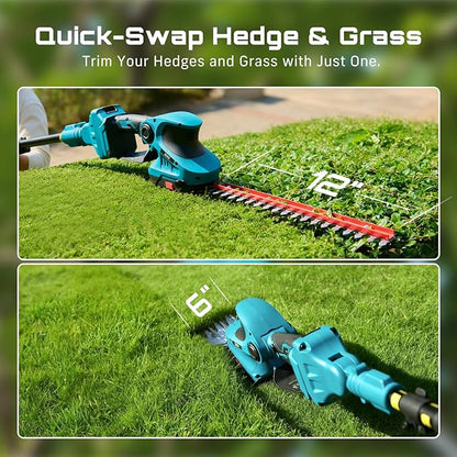 SEESII Cordless Pole Chainsaw, Hedge Trimmer, Pruning Shears, 4000mAh Battery Powered Extendable Garden Tool Kit for Outdoor Use, Electric Long Reach Saw, Hedge and Grass Trimmer, Pruner for Yard Care