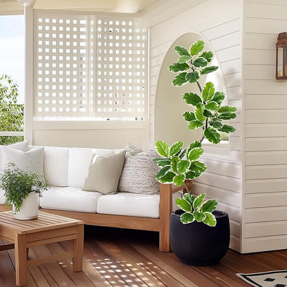 Garvee Fiddle Leaf Fig Tree Artificial Indoor, Faux Floor Plant, 5FT Tall Fake Plant with Planter and Pebbles, Artificial Trees for Home Decor Indoor,Tall Fake Tree for Housewarming