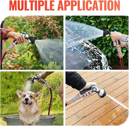 YAMATIC Garden Hose Nozzle, 8 Adjustable Spray Patterns,Heavy Duty Water Hose Nozzle with Thumb Control ON OFF VALVE,Ergonomic Grip for Watering Plants Lawn Washing Cars Cleaning Showering Pets,2 PCS