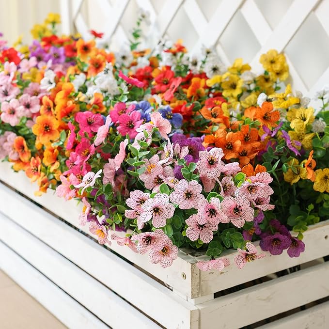 mizii Artificial Flowers for Outdoors 20 Bundles Realistic Faux Silk Flower UV Resistant Fake Plants Outside Decorations for Patio Garden Balcony Yard Porch Summer Indoor Home Decor (Light Pink)