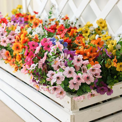 mizii Artificial Flowers for Outdoors 20 Bundles Realistic Faux Silk Flower UV Resistant Fake Plants Outside Decorations for Patio Garden Balcony Yard Porch Summer Indoor Home Decor (Light Pink)