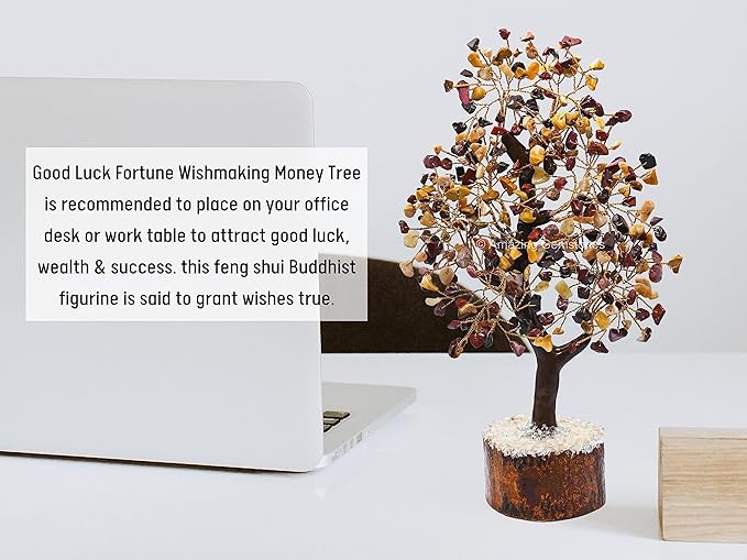Mookaite Natural Healing Premium Crystal Bonsai Feng Shui Fortune Money Tree of Life for Home Office Decor (Gift Box Ready,10-12 Inch)