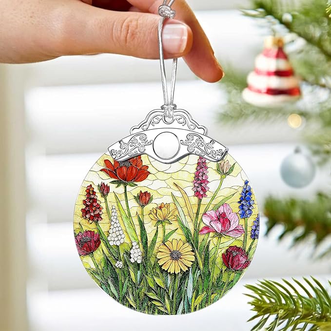 Wildflower Ornament – Christmas Decoration & Christmas Ornament; Stained Glass Holiday Decoration (Holiday Present, Bauble Present, Gift Idea, Gift Exchange) | Heirloom Keepsakes