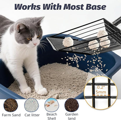 2pc Chicken Poop Scooper & Chicken Coop Rake, Lassume Adjustable 3-Length Cleaning Tools, Heavy Duty Chicken Coop Scooper & Manure Rake for Sand, Leaves, Animal Wastes (62"L Sifting Shovel,15"W Rake)