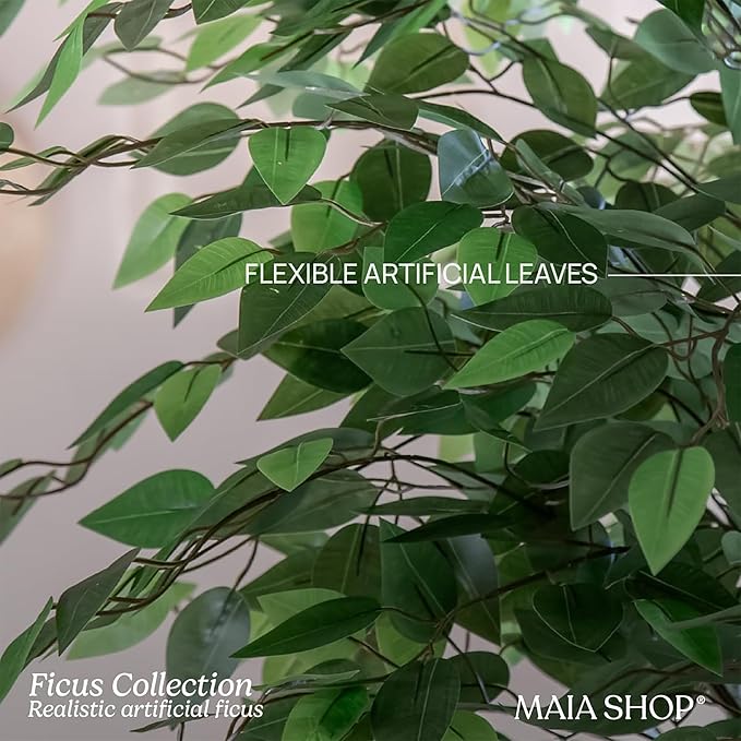 Maia Shop 3ft 5in Artificial Ficus Tree Plant for House, Apartment or Office – Realistic Fake Indoor Plants for Living Room, Kitchen, Bedroom, Entryway or Bathroom – Faux Greenery for Home Décor