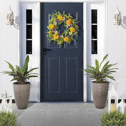 Glitzhome 19.75" H Tall Outdoor Planters Set of 2, Large Planters for Outdoor Plants, Oversized Textured Tall Planter with Drainage Holes, Decorative Round Flower Pots for Indoor Outdoor