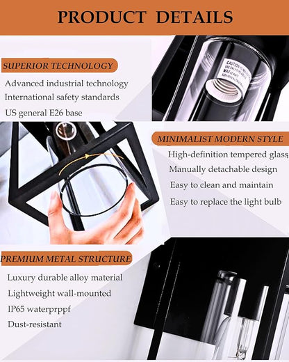 Dusk to Dawn Outdoor Lights, Waterproof Porch Lights 2 Pack, Exterior Lighting Fixtures with Cylinder Lampshade, LED Wall Sconce Light for House Porch Patio Front Door Garage.