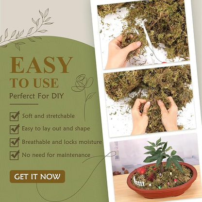 Artificial Moss - 45.86 OZ (2.89LB) - Premium Fake Moss Versatile for Crafts & Décor - Natural Look, Low Maintenance, Perfect for Fairy Gardens, Terrariums, Wedding Decor & Faux Potted Plants