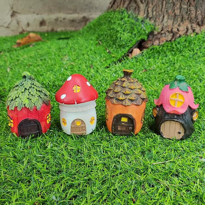 4Pcs Miniature Fairy Garden House, Mini Mushroom Cottage House, Fairy Accessories for Micro Landscape, Garden, Yard, Patio, Outdoor, Decorations, Gifts