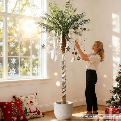 Artificial Phoenix Palm Tree 9ft Tall – Fake Large Tropical Tree with 21 Adjustable Leaves, Outdoor Indoor Faux Sago Palm Plant for Living Room Patio Poolside Yard Decor (1, 9ft)