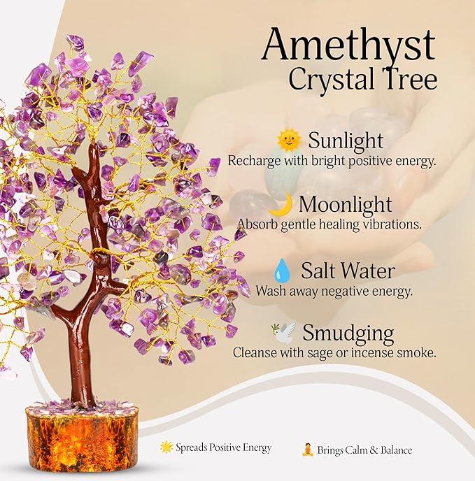 YATSKIA Amethyst Tree - Crystal Tree - Feng Shui Crystals Decor - Purple Decor - Spiritual Crystals - Crystal Meditation - Spiritual Gifts