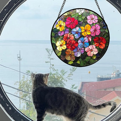 Stained Glass Window Hanging Colorful Flower Wildflowers Large 11.8" - Suncatcher Door Garden Sun Catcher Home Decor Birthday Christmas for Mom Lover Woman Nana Friend Wife