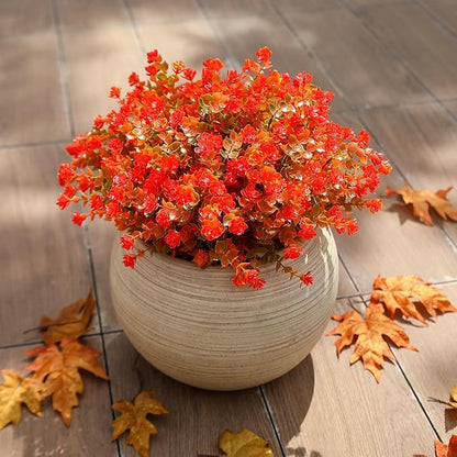 alyptus Artificial Flowers – 12 Bundles Fake Outdoor Fall Flowers with Greenery, UV Resistant No-Fade Faux Plants for Porch, Patio, Garden, Office & Spring Summer Decor