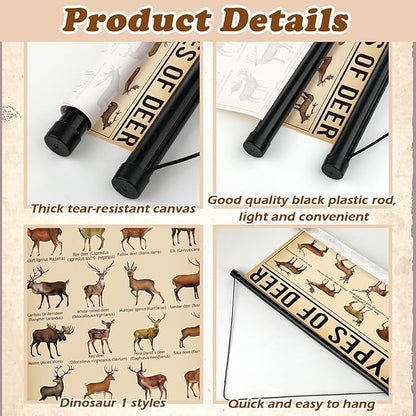 Geyee Deer Vintage Poster Wall Decor Deer Hunting Art Knowledge Picture Prints Wall Decor for Home Kitchen Office Classroom Living Room Bedroom Frame, 15.8 x 23.6 Inch