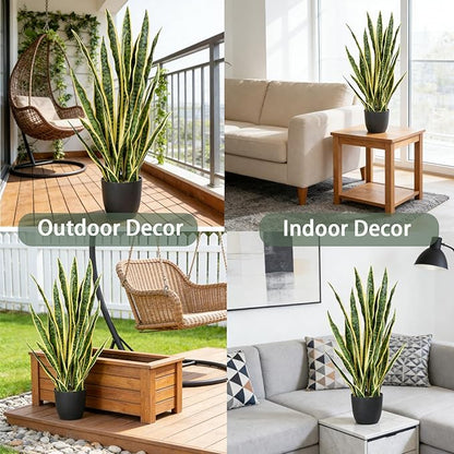 3FT Artificial Snake Plant Tree, Green Polyester, Indoor Decorative Faux Eucalyptus with Lifelike Appearance