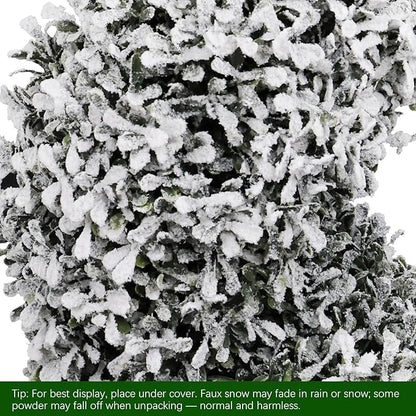 THE BLOOM TIMES 4ft Snow Flocked Spiral Topiary Trees Artificial Outdoor Set of 2, 48" Faux Fake Boxwood Plants for Front Porch Planter, Indoor or Covered Outside Display Christmas Decor 4 Foot