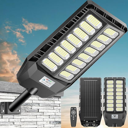8000W Solar Lights Outdoor, Solar Street Lights Outdoor Waterproof with Motion Sensor and Remote Control, 6500K Dusk to Dawn Security Flood Light for Outside, Yard, Parking Lot, Garden, 1 Pack