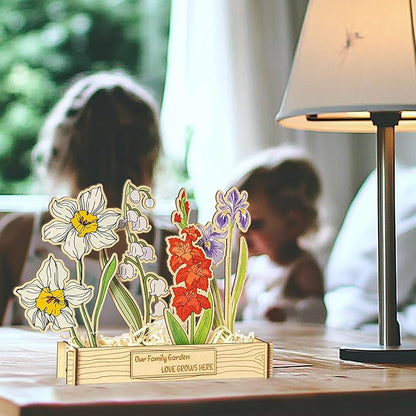Mother's Day - 12 Birth Month Flowers Wooden Garden Decor for Grandma's Birthday, Floral Gift for Mom from Daughter, Practical Wooden Keepsake to Remember A Day, Flower Room Decor Idea for Grandma