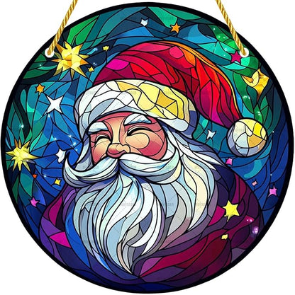 Acrylic Window Hanging Santa Christmas Funny Stained Panel Window Decoration for Outdoor Indoor Garden Yard Home Winter Decor 12 Inch