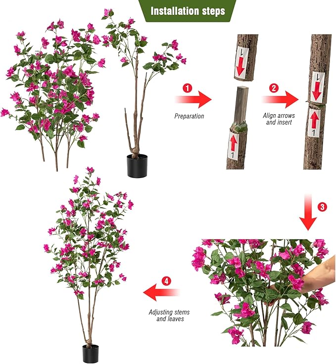 Fake Tree Bougainvillea Artificial Tall Fake Plant 6 Feet Faux Trees Indoor Faux Bougainvillea Artificial Trees Tall Artificial Plants Indoor Applies to Indoor Home Decor Office Hotel Decor