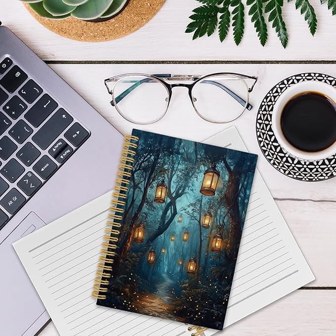 XPH Vintage Enchanted Forest Spiral Notebook, Dark Academia Journaling Notebooks for Women, Mystical Fantasy Forest Aesthetic Hardcover Journals for Writing 160 Pages 5.5 x 8.3 Inch, Mystical Gifts