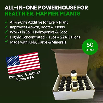 Humboldts Secret Golden Tree Liquid Plant Food | Enhances Growth Indoors or Outdoors | All-in-One Plant Nutrients for Vegetables, Trees, Flowers, Fruits, Roses, Lawns, Tomatoes | 25 Bottles (50 Ounce)