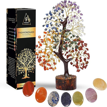 FASHIONZAADI Crystal Tree, Friendship Gifts for Women, 7 Chakra Tree of Life, Womens Birthday Gifts, Home Decor, Feng Shui Housewarming Spiritual Decor Gemstones and Crystals,