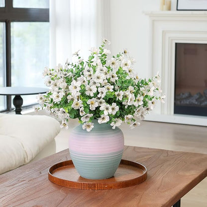 mizii Artificial Flowers for Outdoors 20 Bundles Realistic Faux Silk Flower UV Resistant Fake Plants Outside Decorations for Patio Garden Balcony Yard Porch Summer Indoor Home Decor (White)