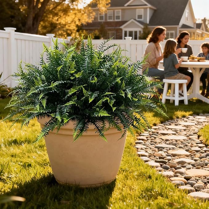alyptus UV Resistant Fake Plants, 16 Bundles Artificial Plants Greenery, Realistic Fake Fern for Porch Decor & Outdoor Use