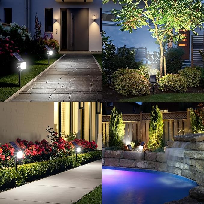 hyrion Solar Spotlight Outdoor Waterproof Ip65 23 LED 3 Lighting Mode 2-in-1 Solar Powred Yard Spot Lights for Garden Tree Law Pathway 2 Pack Cool White