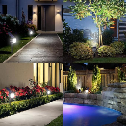 hyrion Solar Spotlight Outdoor Waterproof Ip65 23 LED 3 Lighting Mode 2-in-1 Solar Powred Yard Spot Lights for Garden Tree Law Pathway 2 Pack Cool White