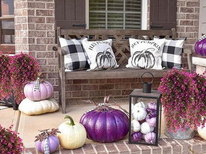 RECUTMS Artificial Hanging Plants Outdoors Faux Greenery Realistic Outdoor Porch Ferns,4 Pcs (Fuchsia)