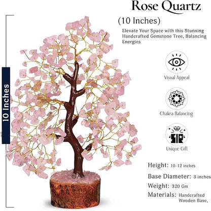 Rose Quartz Tree, Rose Quarts Tree - Crystal Decor - Quartz Money Tree, Original Feng Shui Tree - Crystals Decor - Home Decorations for Living Room - Tree of Life Decor