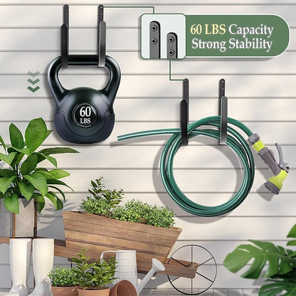 Hose Holders Wall Mount - Heavy-Duty Metal Garden Hose Hanger for Outside - Rust-Proof Hanging Hose Rack Hook Mount for Water Hose (2PCS)