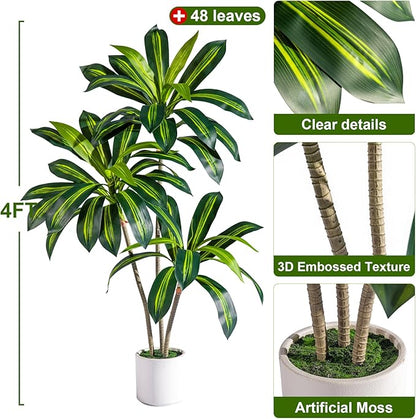 Tall Fake Tree Artificial Trees Plant with White Planter Pot Indoor Outdoor Potted Silk Plants Large Faux Trees loor Floor for Home Living Room Office Outside Patio para decoracion Housewarming Gift