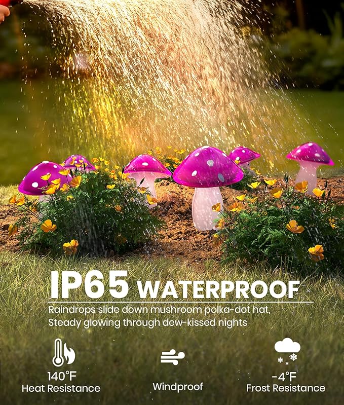Upgraded Solar Mushroom Lights Outdoor, 9 Pack Garden Stake Light with 8 Lighting Modes, IP65 Waterproof Solar Pathway Fairy Decor for Yard/Flower Bed/Patio/Landscape/Backyard, Christmas Gift, 30 FT