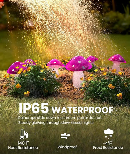 Upgraded Solar Mushroom Lights Outdoor, 9 Pack Garden Stake Light with 8 Lighting Modes, IP65 Waterproof Solar Pathway Fairy Decor for Yard/Flower Bed/Patio/Landscape/Backyard, Christmas Gift, 30 FT