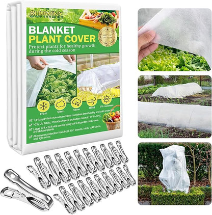 10×33 ft Plant Covers Freeze Protection- 1.4 oz/yd² Frost Cloths Blankets for Outdoor Plants, Reusable Floating Row Cover Plant Freeze Protection for Winter Garden Vegetables Raised Bed, White