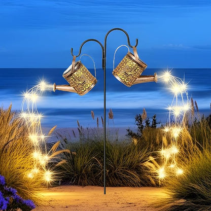 Solar Watering Can Lights Outdoor Garden Decor, Waterproof Landscape Light One Pole Two Lights Outside Decorations for Lawn Backyard Patio Chrismas Gardening Gift for Mom Grandma Women Birthday