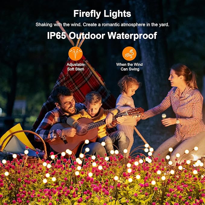 Solar Lights Outdoor(12-Pack, 96 LEDs), ASMAD Solar Garden Lights, Outdoor Decorations, Firefly Light for Patio Decor, Big Bulb, Unique Gifts for Women, Gifts for Grandma
